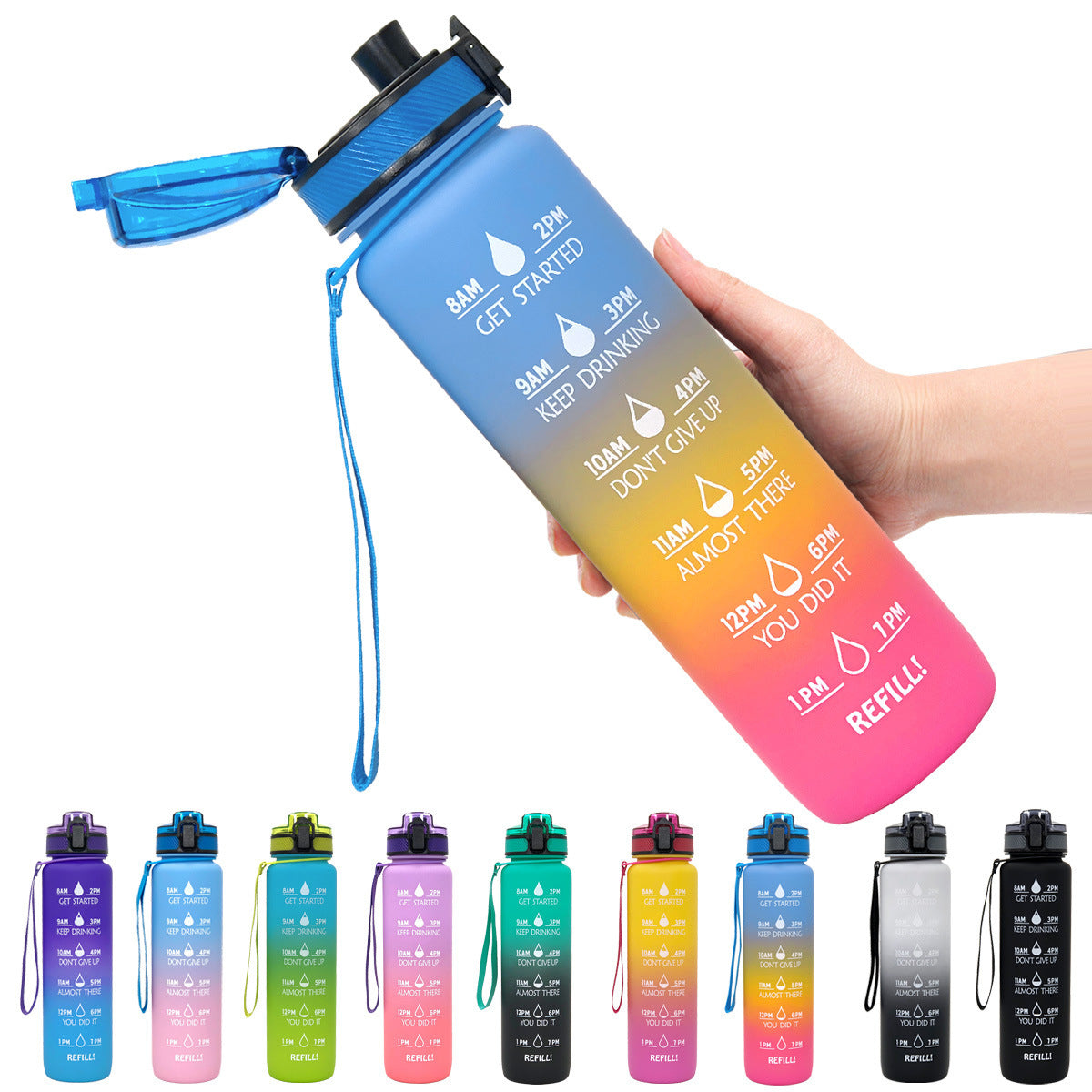 1 Liter Tritan Motivational Water Bottle